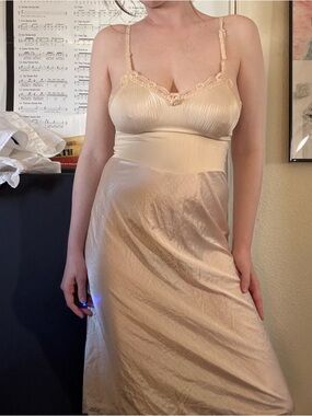 Silky Lace-Trim Slip Dress in Champagne - Women Intimates & Sleepwear